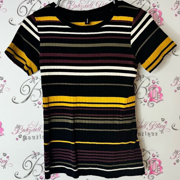 Soya concept tshirt stripes Striped Multicolor Women's Top stretchy mockneck - Picture 1 of 7